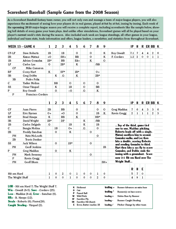 sample fantasy baseball game