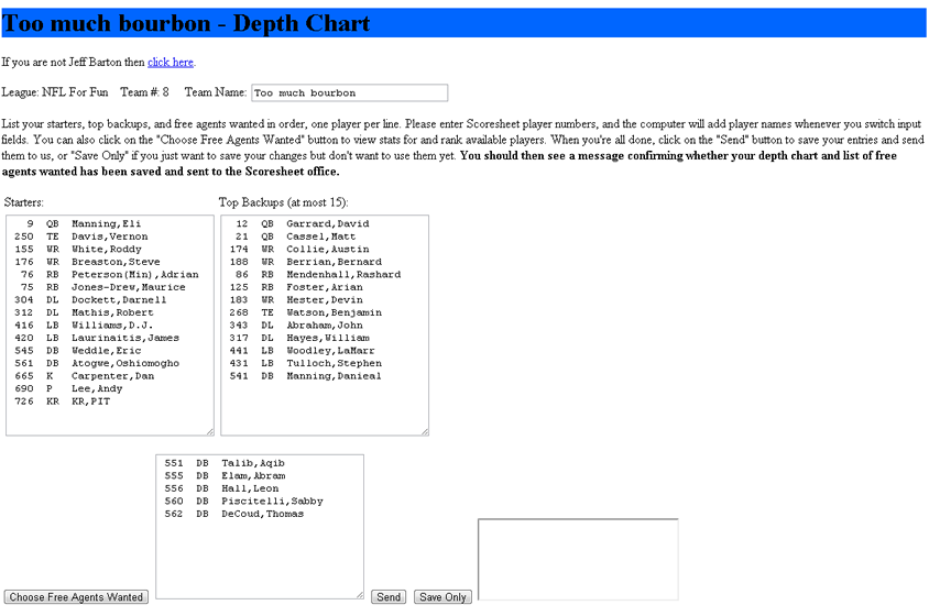 List Of Nfl Depth Charts